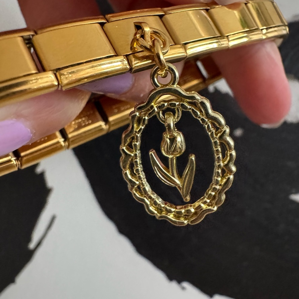 Tulip festival gold tone Italian charm bracelet